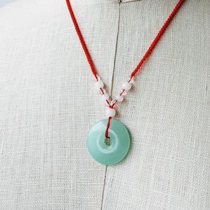 Light jade Pi disc pendant 25mm